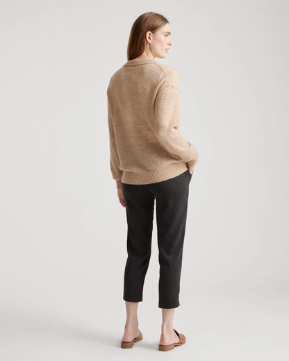 Baby Alpaca-Wool Diamond Stitch Crew - XS / Charcoal