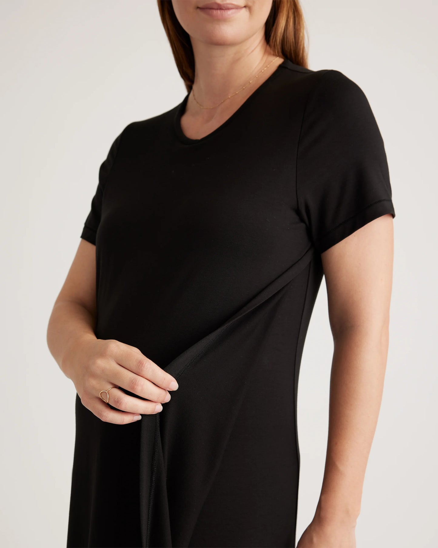 Bamboo Jersey Maternity & Nursing T-Shirt Dress - XS / Wine Tasting Red