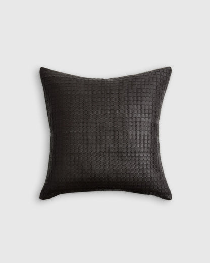 Leather Basketweave Pillow Cover - 20x20 / Black