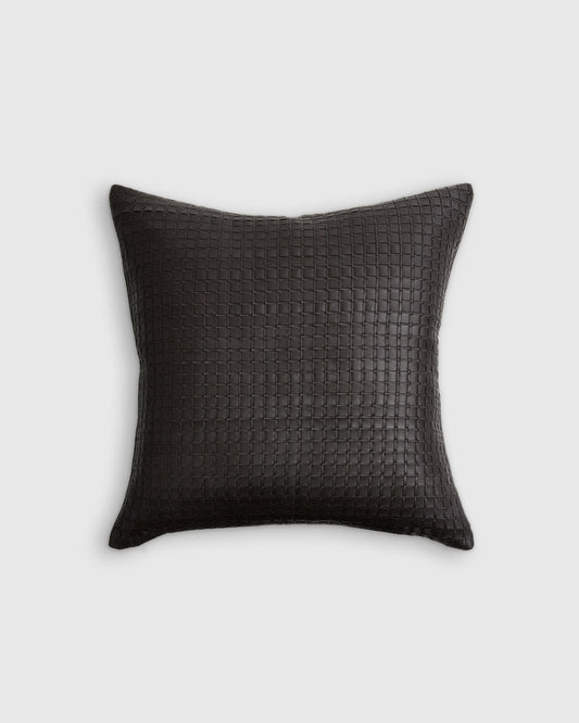 Leather Basketweave Pillow Cover - 20x20 / Black