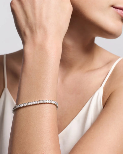 14K Gold Lab Grown Diamond North-South Emerald Tennis Bracelet - 10ctw - 6.5" / Yellow Gold