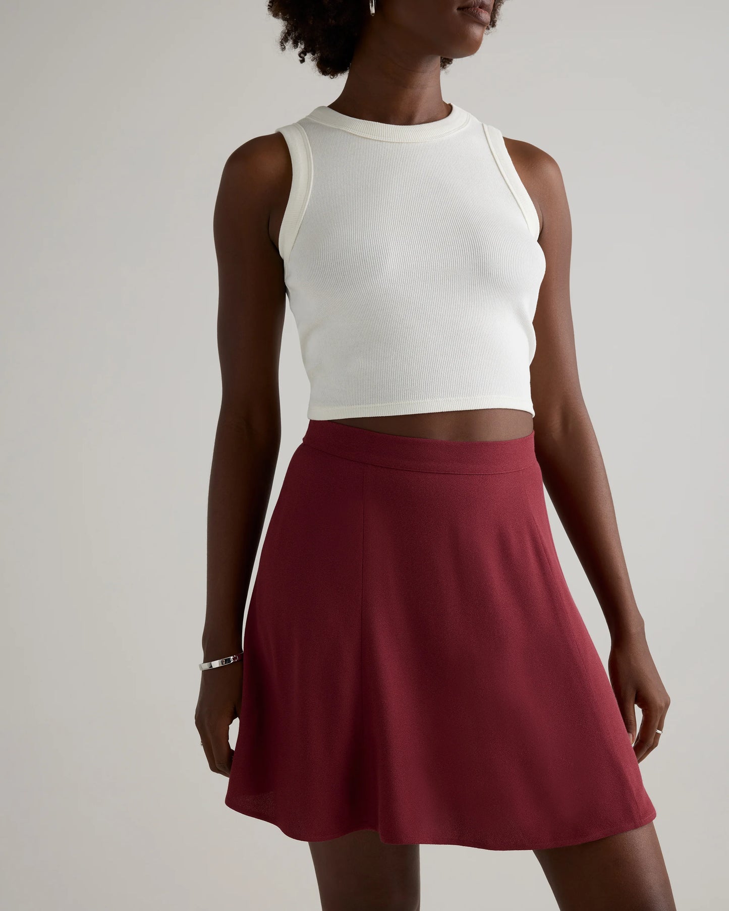Lightweight Crepe A-Line Mini Skirt - XS / Moonstone Blue