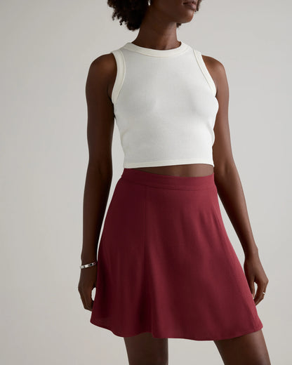 Lightweight Crepe A-Line Mini Skirt - XS / Moonstone Blue