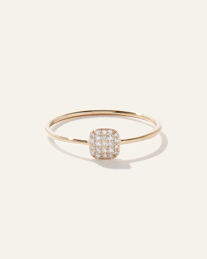 14K Gold Pave Diamond Cushion Ring - 4 / Yellow Gold