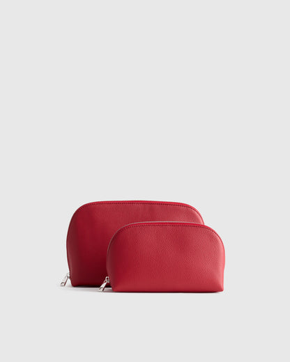 Italian Leather Pouch Travel Set - One Size / Deep Navy