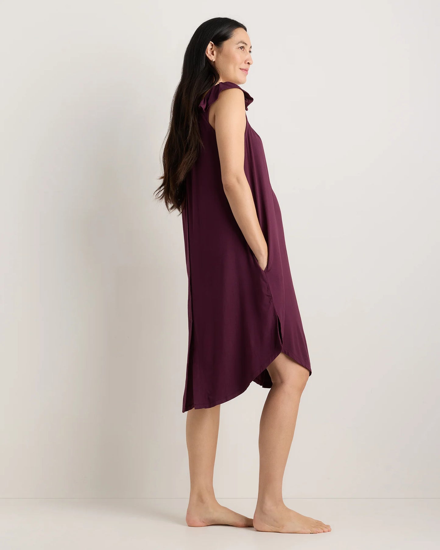 Bamboo Jersey Flutter Sleeve Labor and Delivery Gown - XS / Nocturnal Green