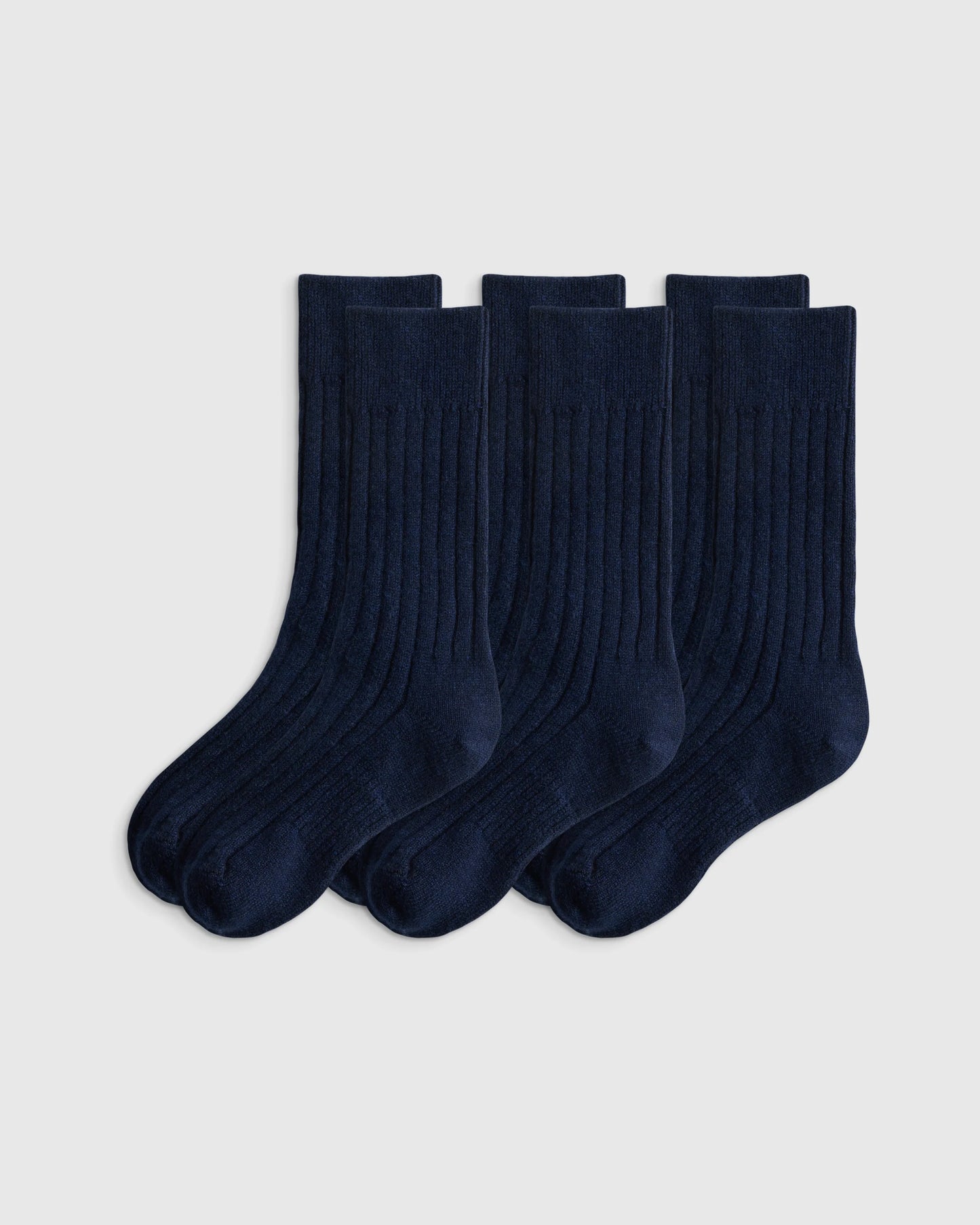 Merino Cashmere Blend Ribbed Crew Sock (3-Pack) - S / Solid Neutral Multi Pack
