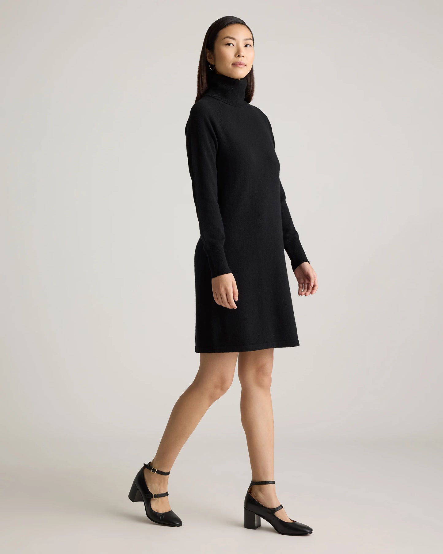 Mongolian Cashmere Turtleneck Sweater Dress - XS / Moss