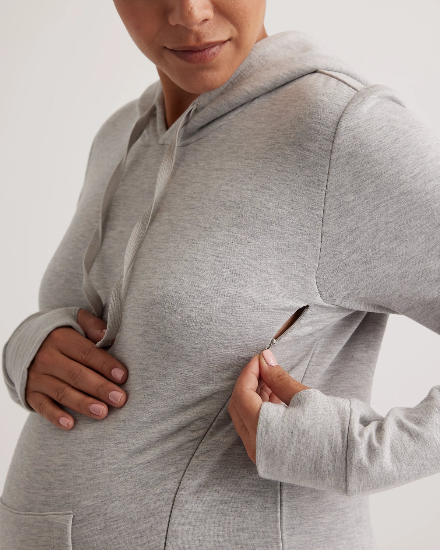 SuperSoft Fleece Maternity & Nursing Hoodie - XS / Off-White