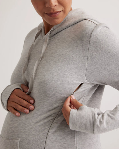 SuperSoft Fleece Maternity & Nursing Hoodie - XS / Off-White