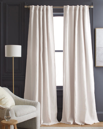 Heavyweight European Linen Room Darkening Curtain - 48x84 / White
