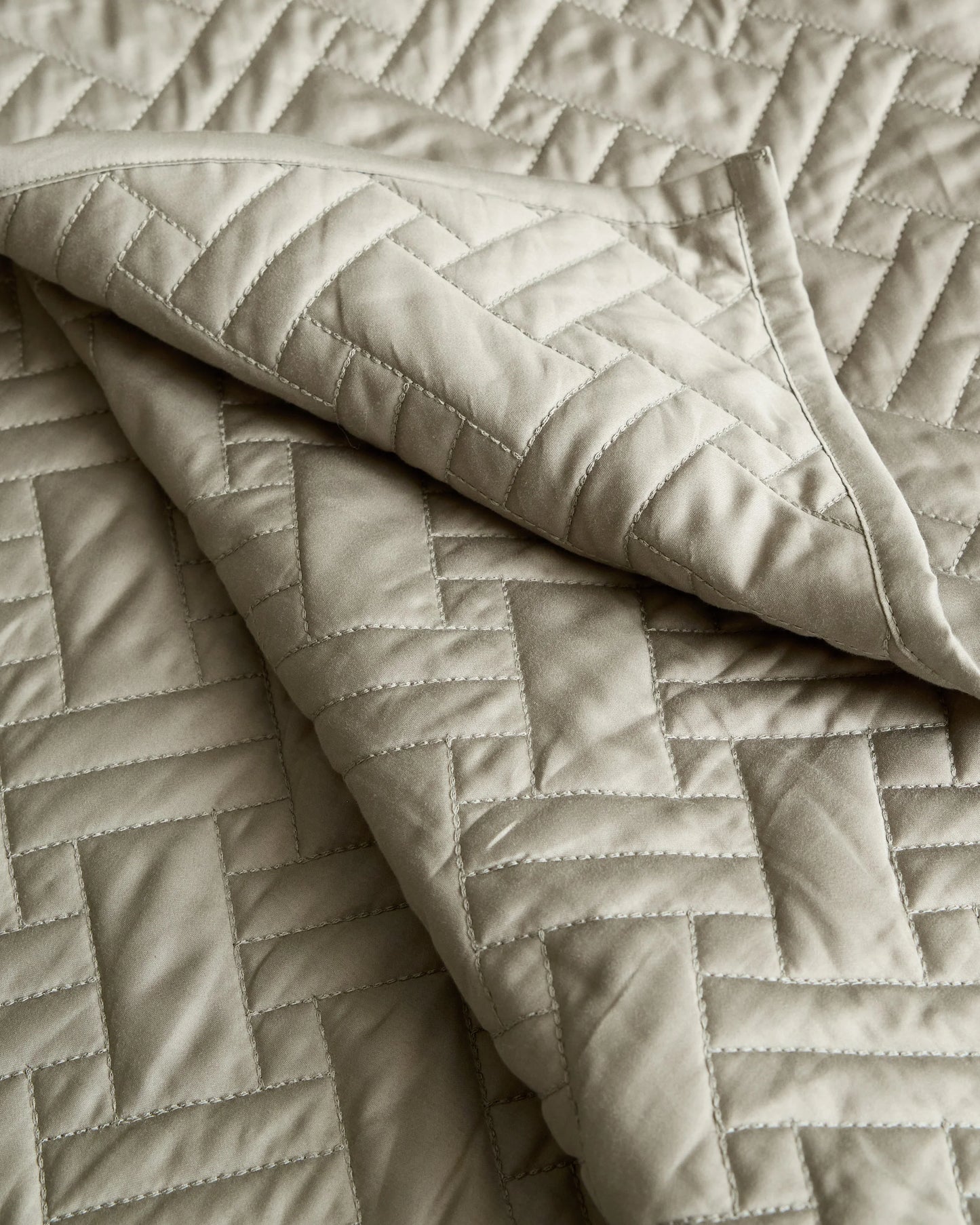 Organic Cotton Basketweave Quilt Set - Twin / Mineral