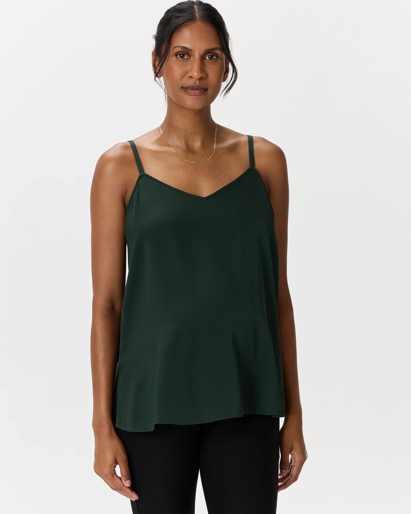 Washable Stretch Silk V-Neck Maternity Cami - XS / Moonstone Blue