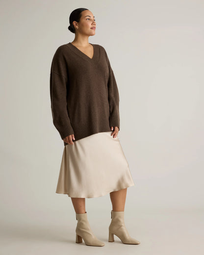 Mongolian Cashmere Oversized V-Neck Sweater - XS / Elk Brown