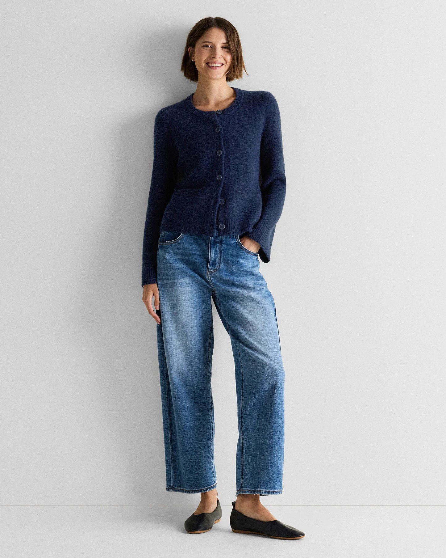 Mongolian Cashmere Structured Cardigan - XS / Oatmeal