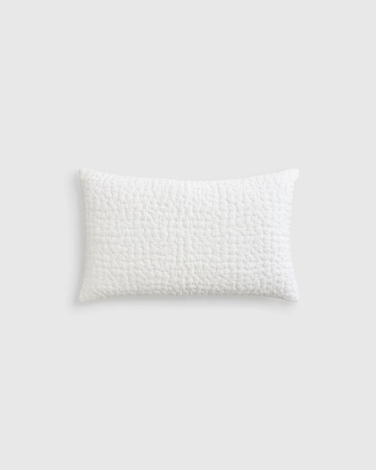 Organic Cotton Hand Stitched Pillow Cover - 12x20 / White