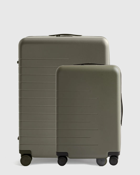 Small Carry-On & Large Check-In Suitcase Set - One Size / Olive