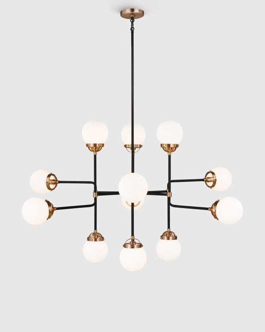 Multi Globe Steel Chandelier - 12 Light / Black