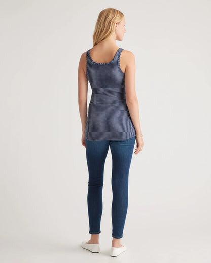 Bamboo Rib Maternity Scoop Neck Tank - XS / Deep Navy