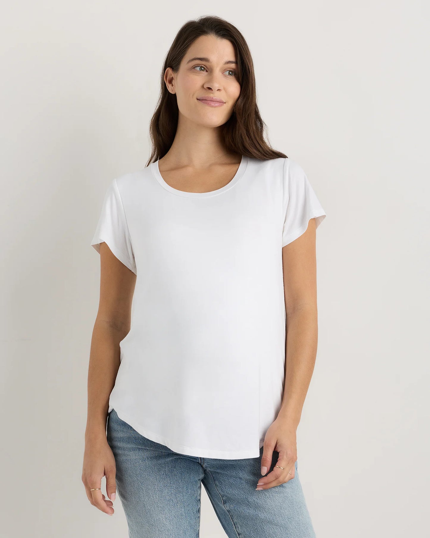 Bamboo Jersey Nursing Scoop Neck Tee - XS / Nocturnal Green