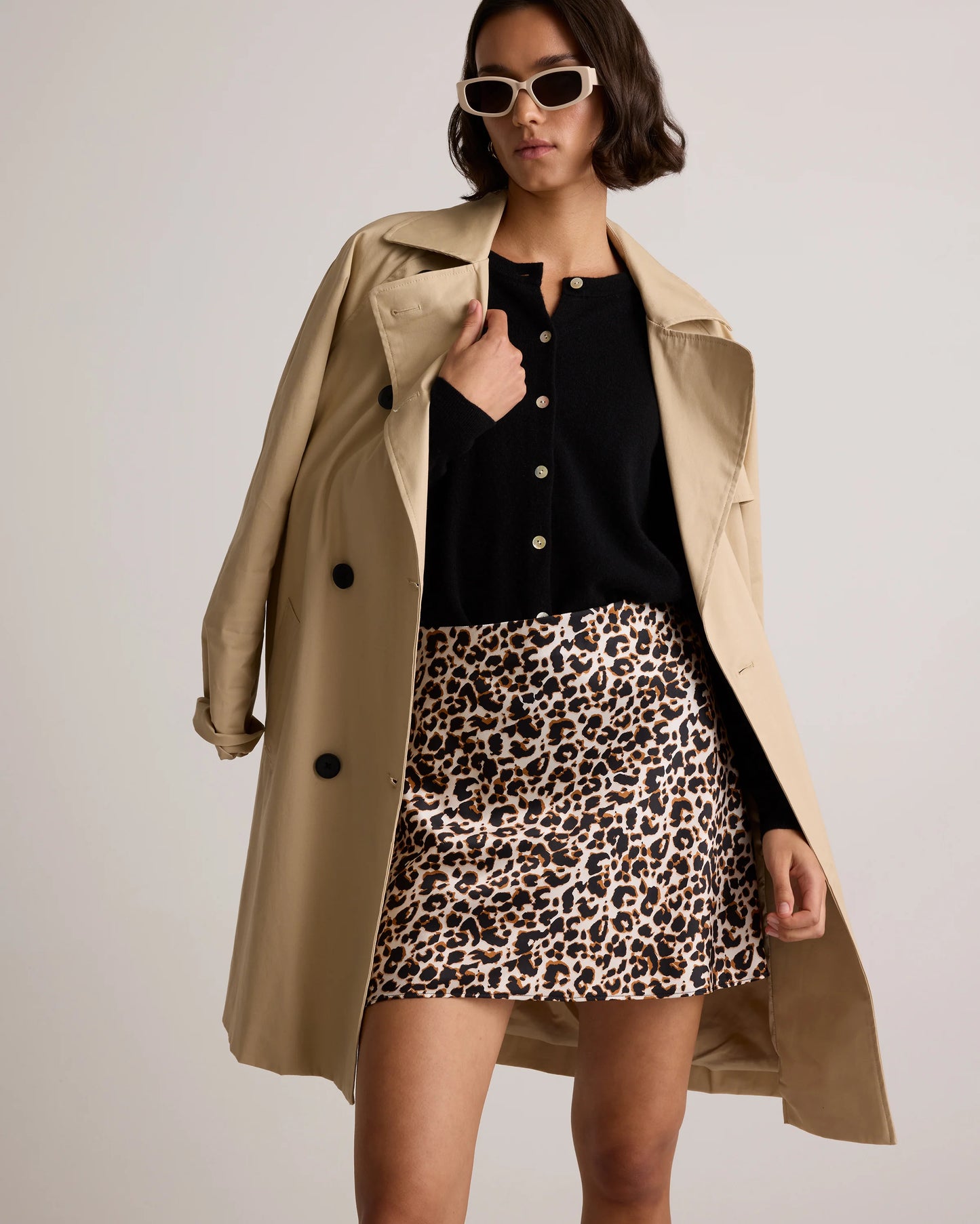 100% Washable Silk Mini Skirt - XS / Champagne