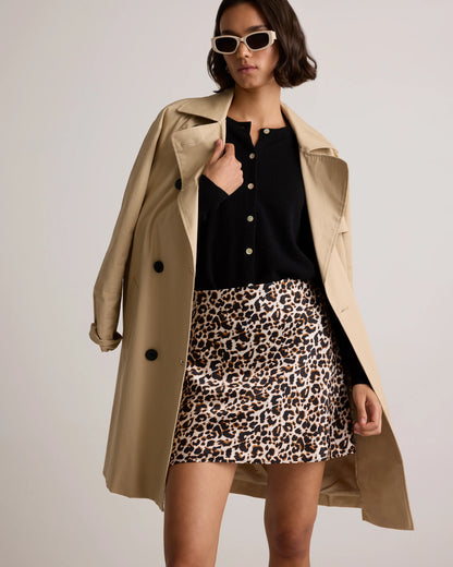 100% Washable Silk Mini Skirt - XS / Champagne