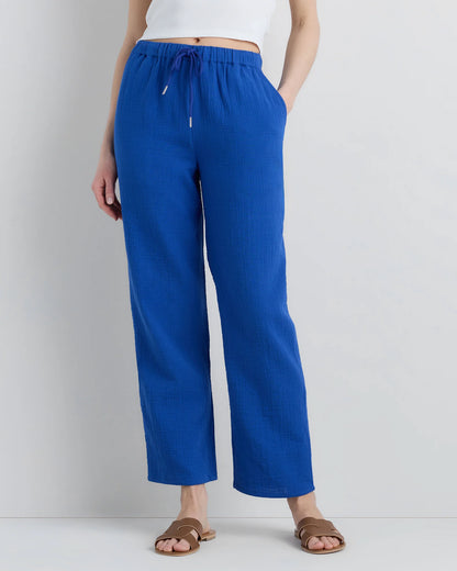 100% Organic Cotton Gauze Straight Leg Pants - XS / Spiced Orange