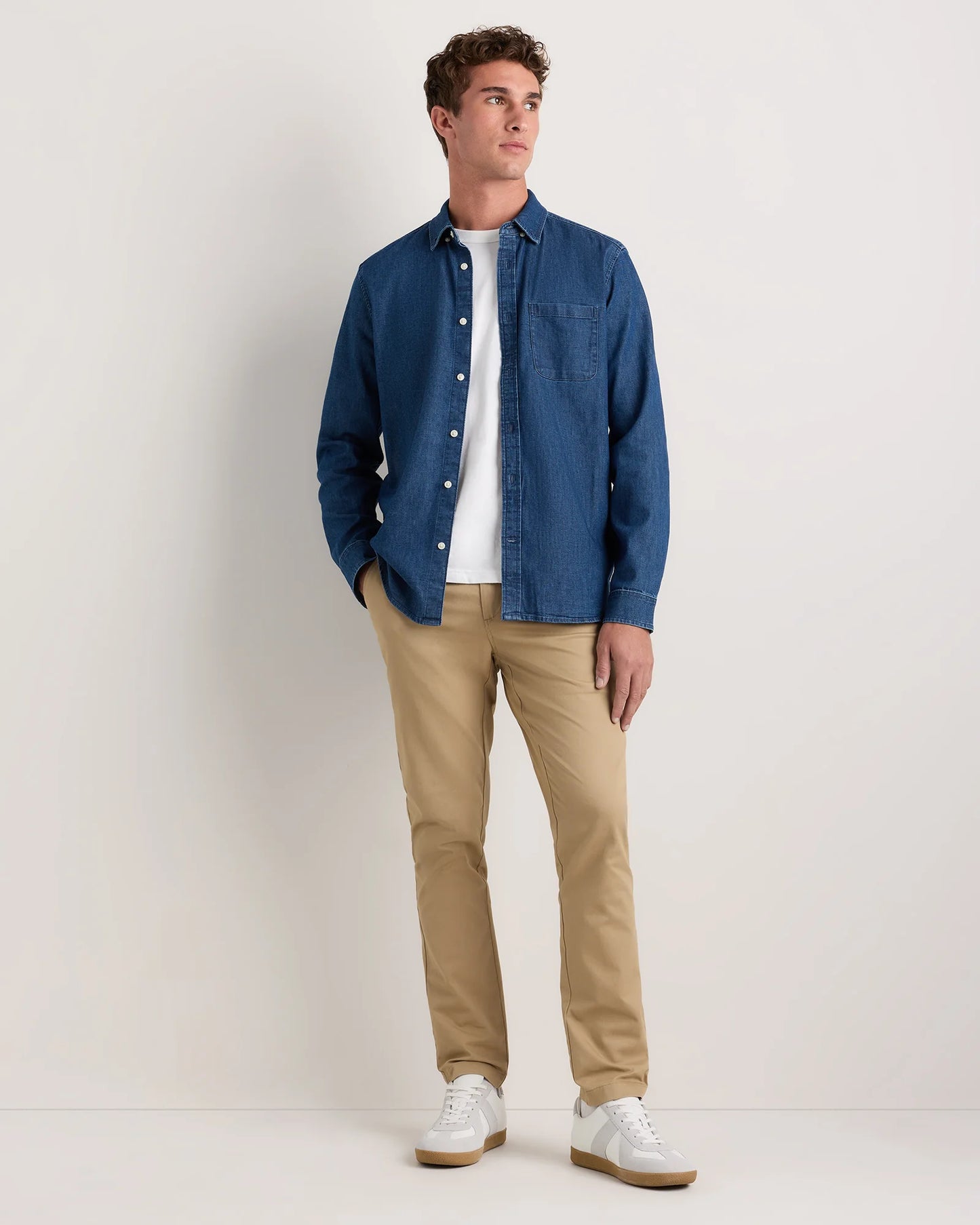 Organic Cotton Stretch Chino Pants - Slim - 30X30 / Stone