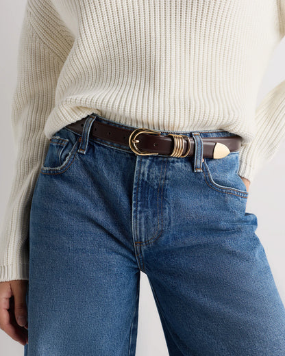 Daphne European Leather Multi Keeper Belt - XS / Black/Gold
