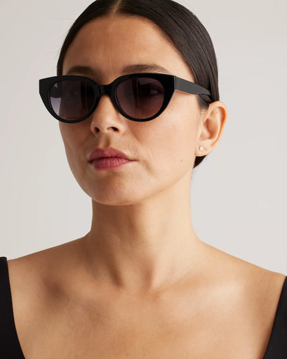 Capri Polarized Acetate Sunglasses - Standard / Black with Grey Gradient lens