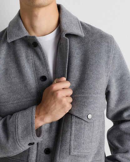 Wool Cashmere Field Jacket - S / Heather Grey