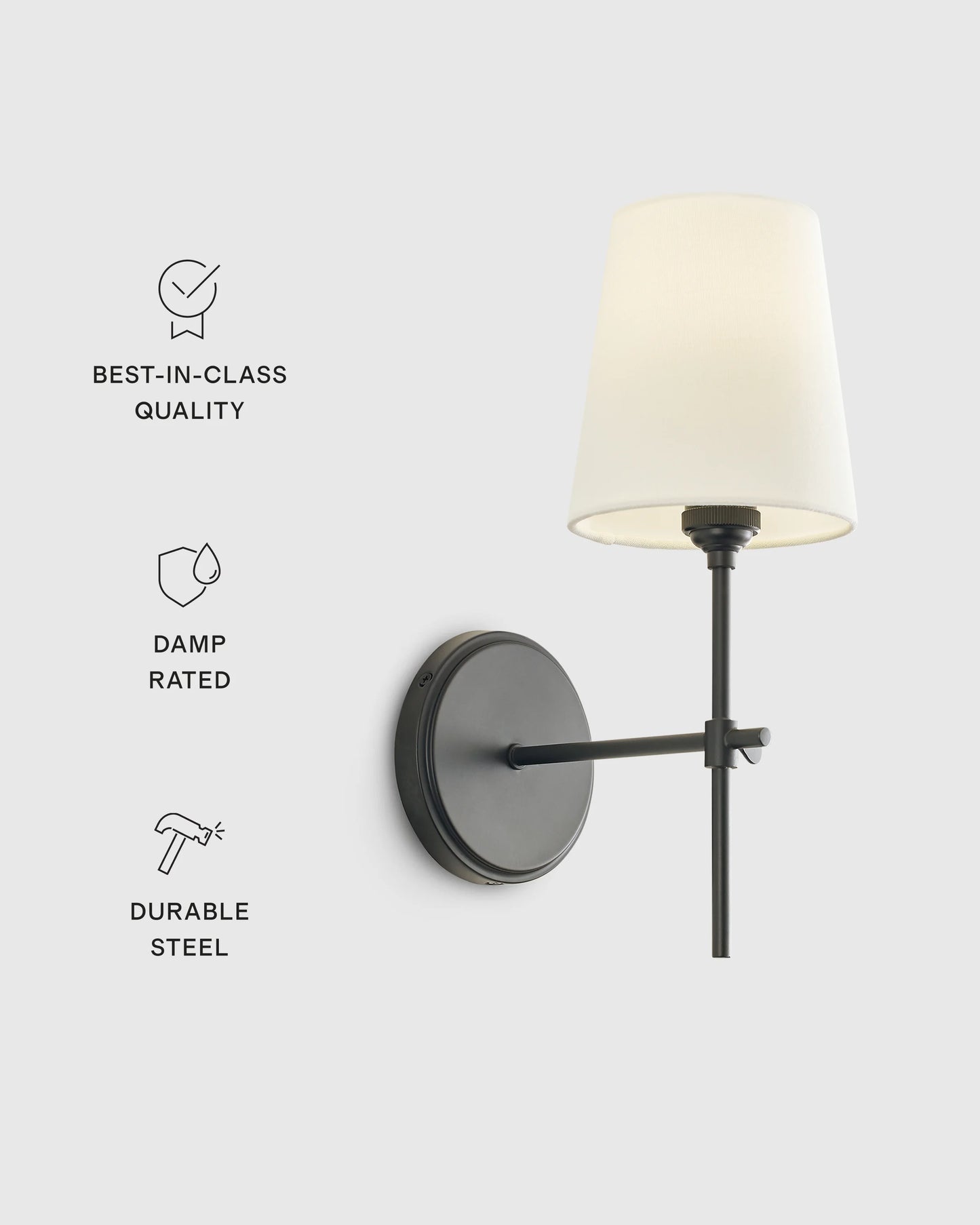 Linear Steel Sconce with Linen Shade - One Size / Brass