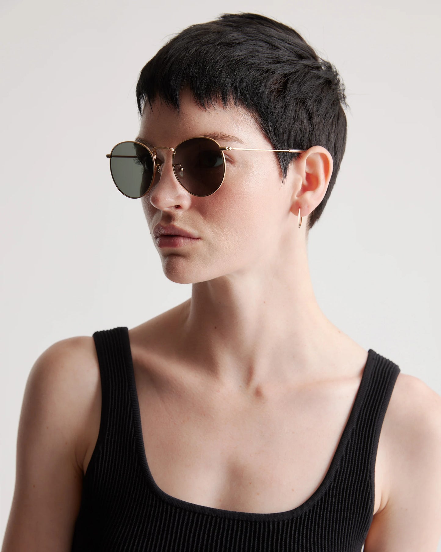Hugo Polarized Stainless Steel Sunglasses - One Size / Gold with Green lens