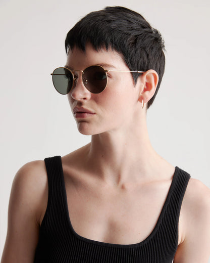 Hugo Polarized Stainless Steel Sunglasses - One Size / Gold with Green lens