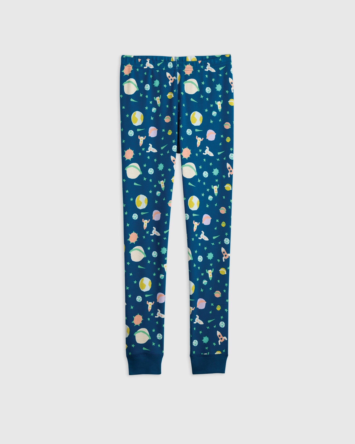 100% Organic Cotton Long Sleeve and Pant Pajama Set - 6 / Navy Stripe