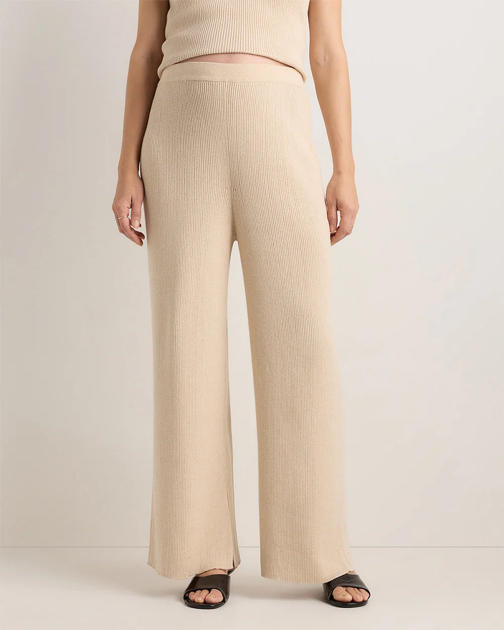 Cotton Cashmere Maternity Wide Leg Pants - XS / Heather Charcoal