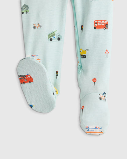 100% Organic Cotton Footie Pajama - 0-3M / Vehicles