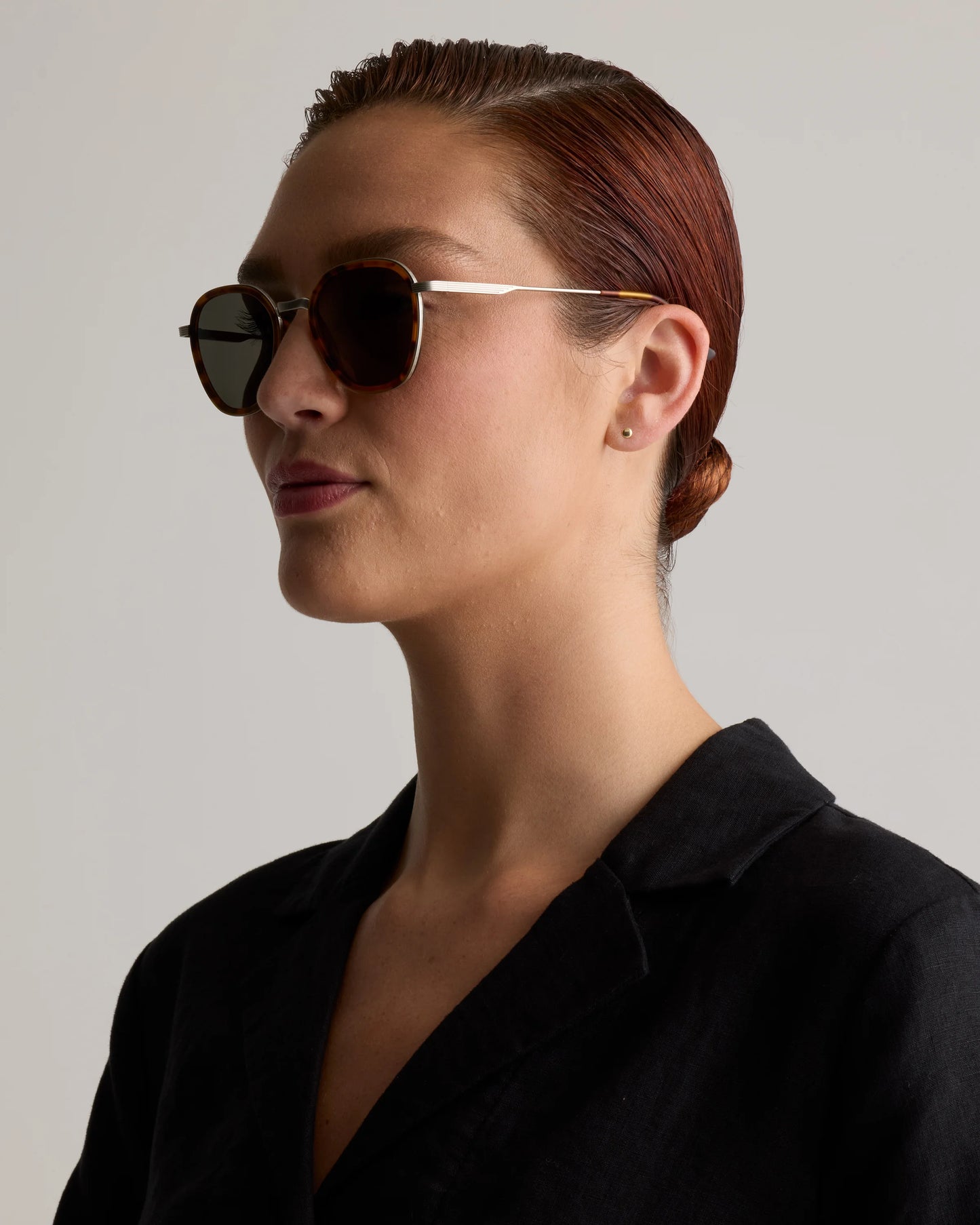 Madrid Polarized Stainless Steel Sunglasses - Standard / Silver/Ginger Tortoise with Green lens