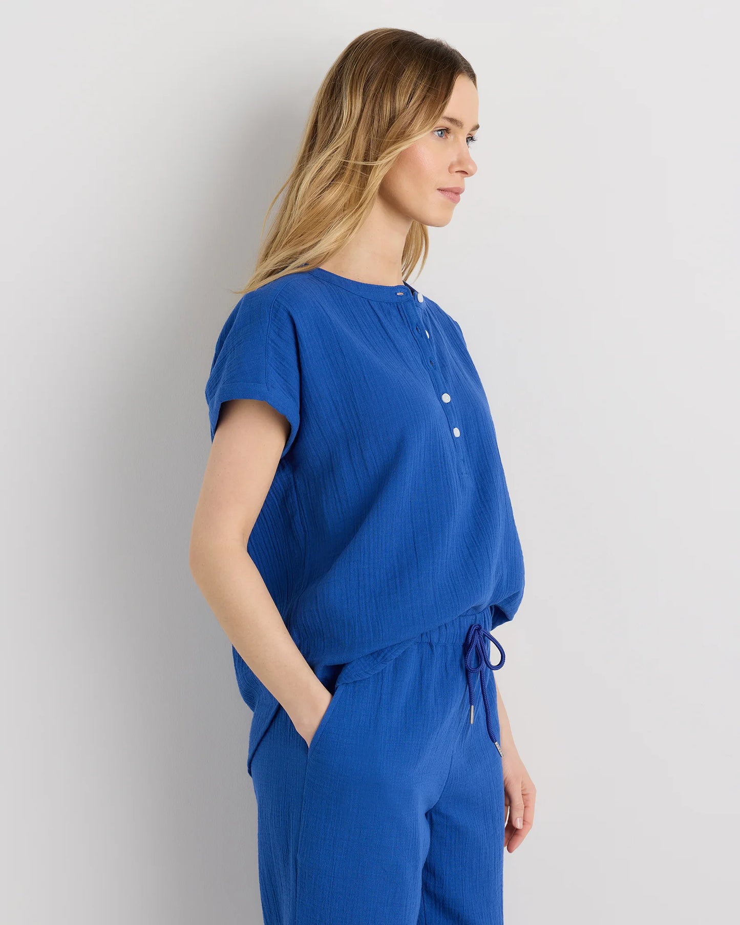 100% Organic Cotton Gauze Roll Sleeve Shirt - XS / Spiced Orange