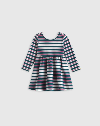 Organic Cotton Long Sleeve Skater Dress - 0-3M / Flower Buds
