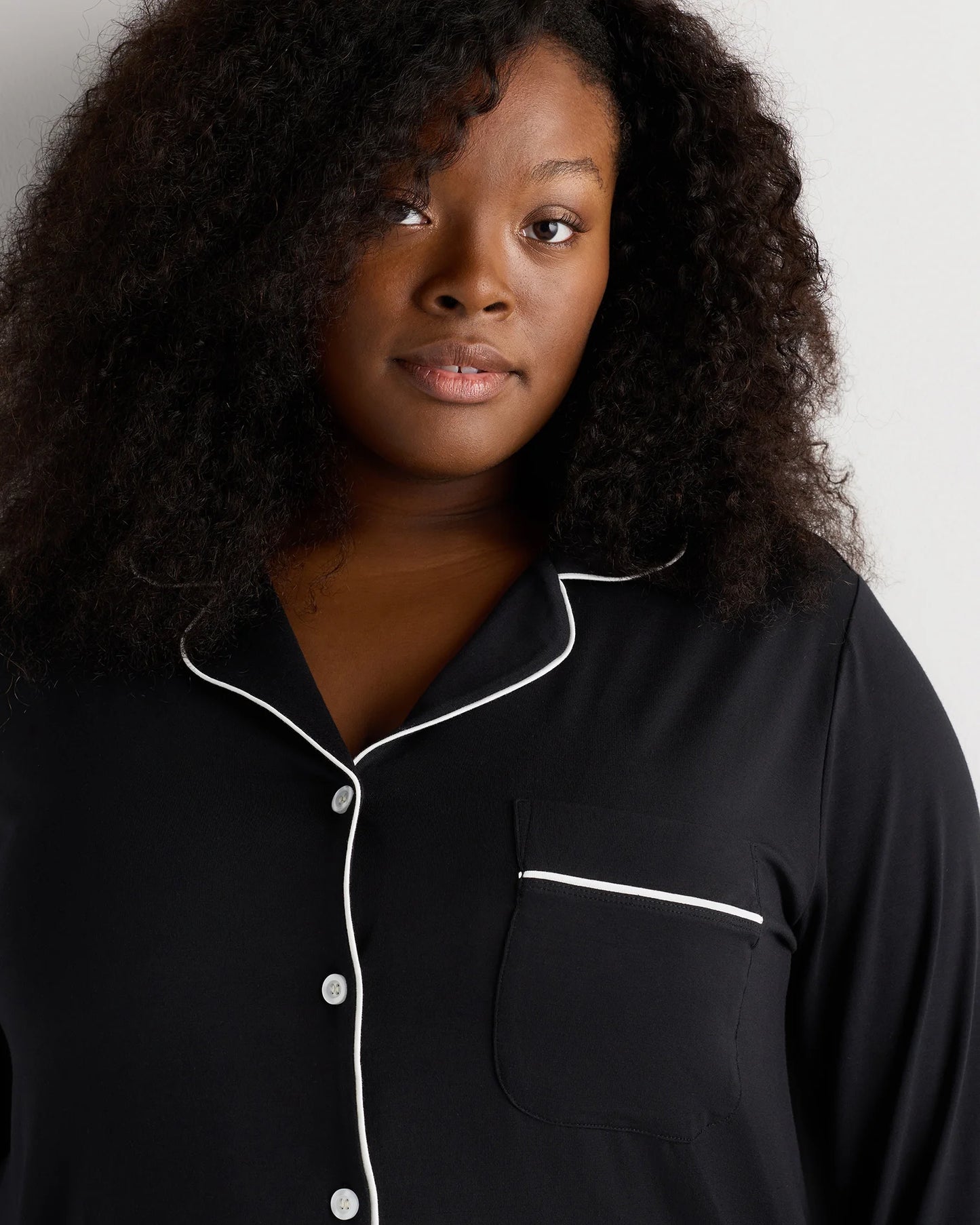 Bamboo Jersey Long Sleeve Pajama Set - 1X / Black