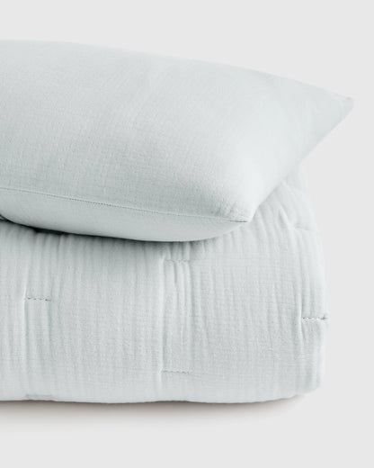 Organic Cotton Gauze Toddler Quilt & Sham Set - One Size / White