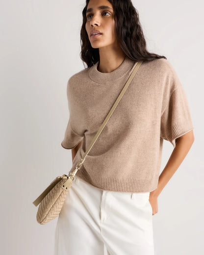 Sloane Suede Handwoven Mini Shoulder Bag - One Size / Pebble
