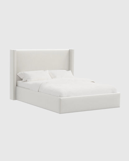 Wingback Bed in Performance Velvet - Full / Walnut
