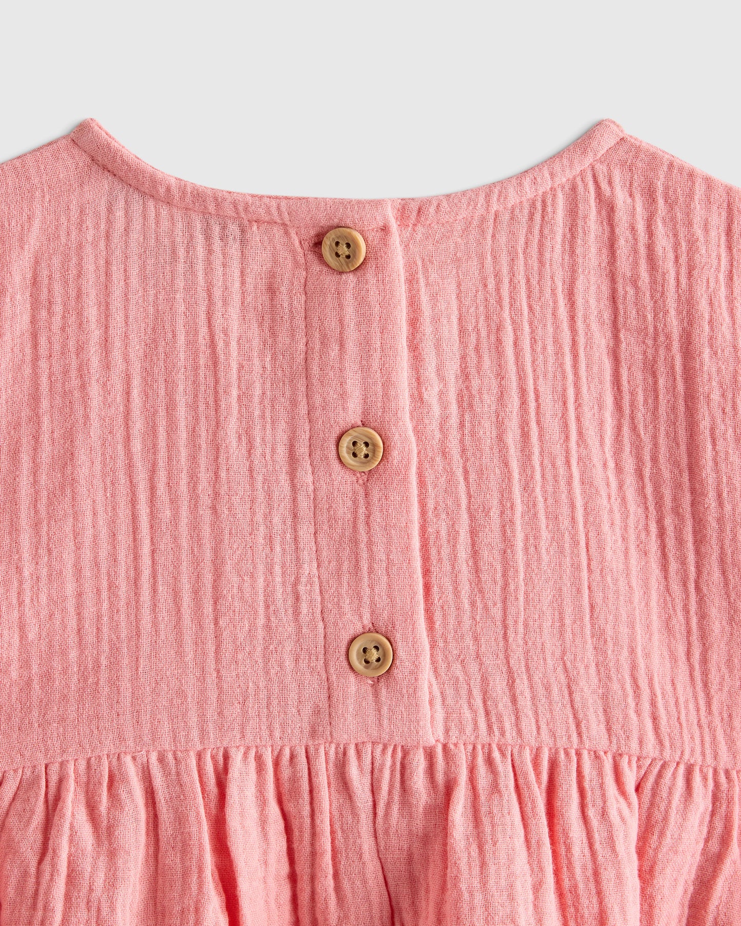 100% Organic Cotton Gauze Dress - 12-18M / Coral Blush