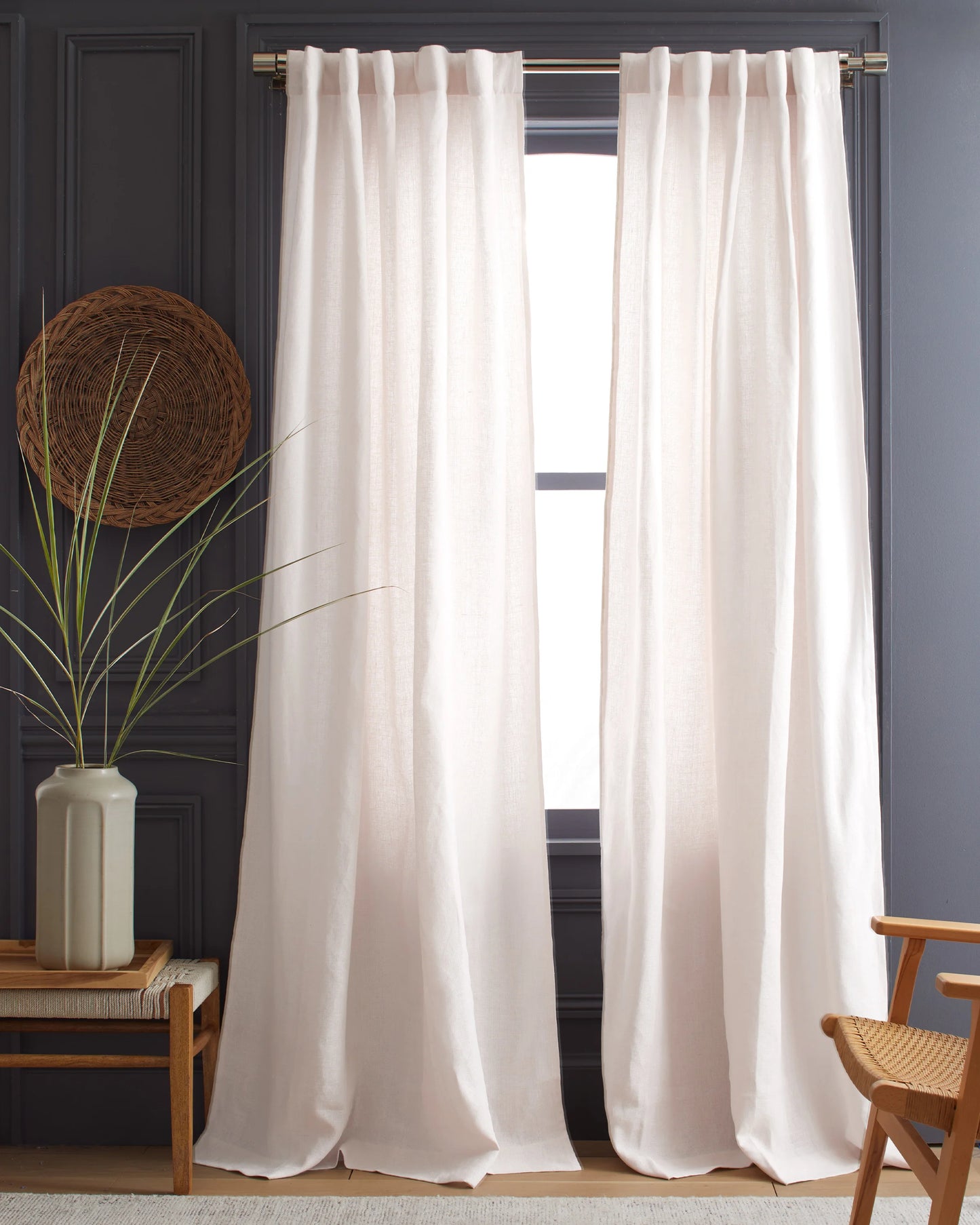 Heavyweight European Linen Curtain - 48x84 / White