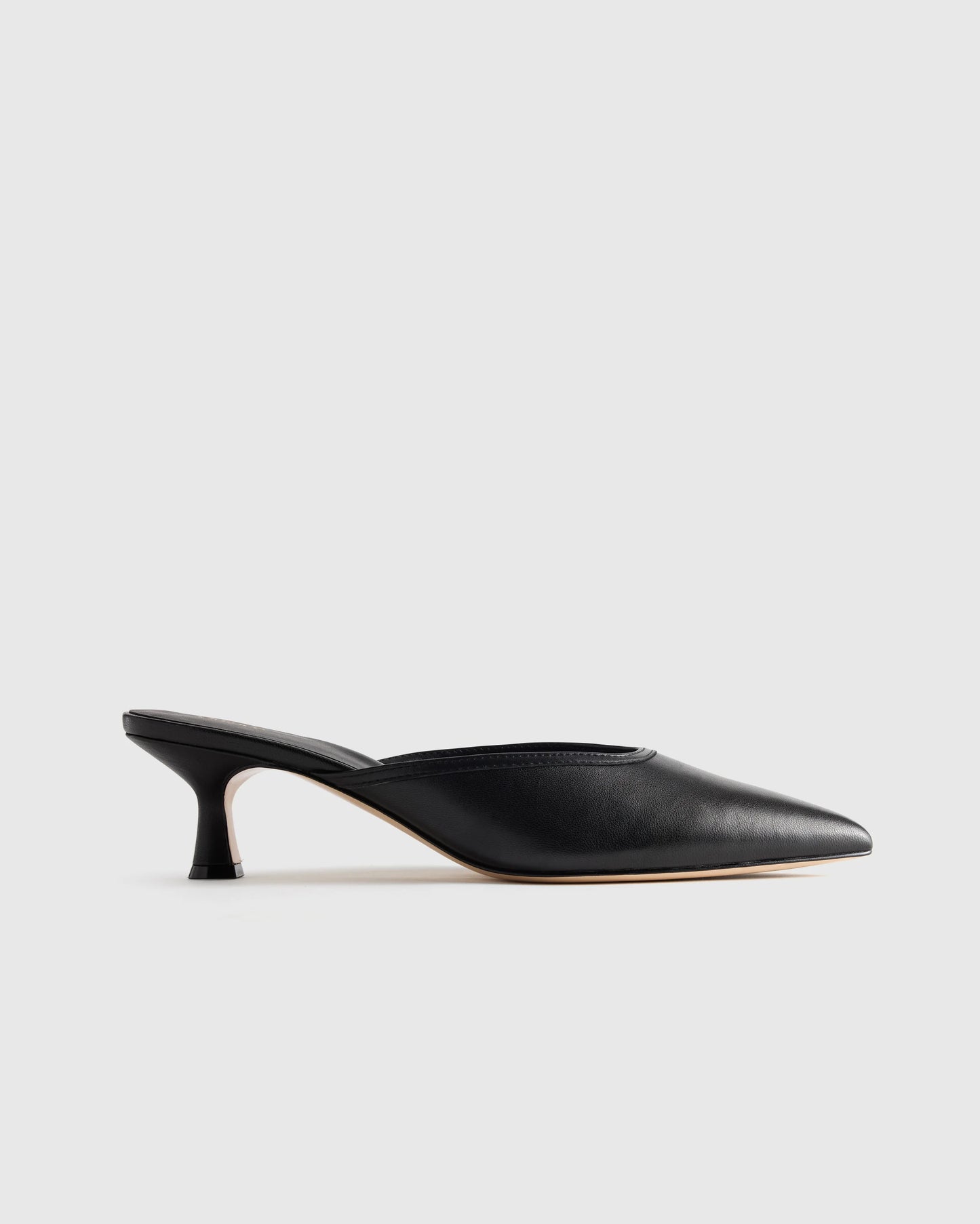 Italian Leather 55mm Kitten Heel Mule - 5 / Black