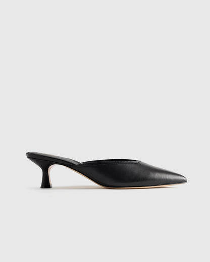 Italian Leather 55mm Kitten Heel Mule - 5 / Black