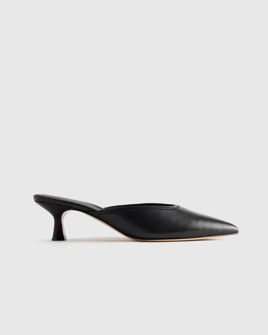 Italian Leather 55mm Kitten Heel Mule - 5 / Black