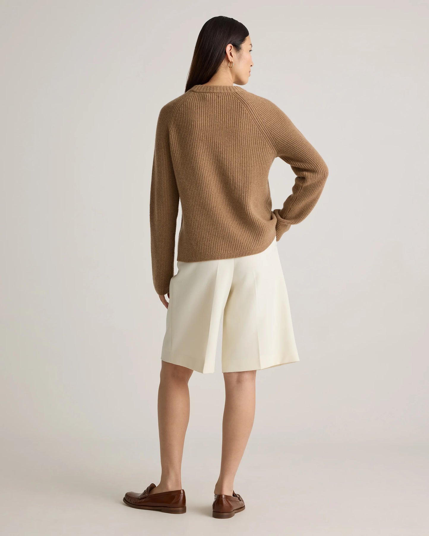Mongolian Cashmere Fisherman Crewneck Sweater - XS / Teak